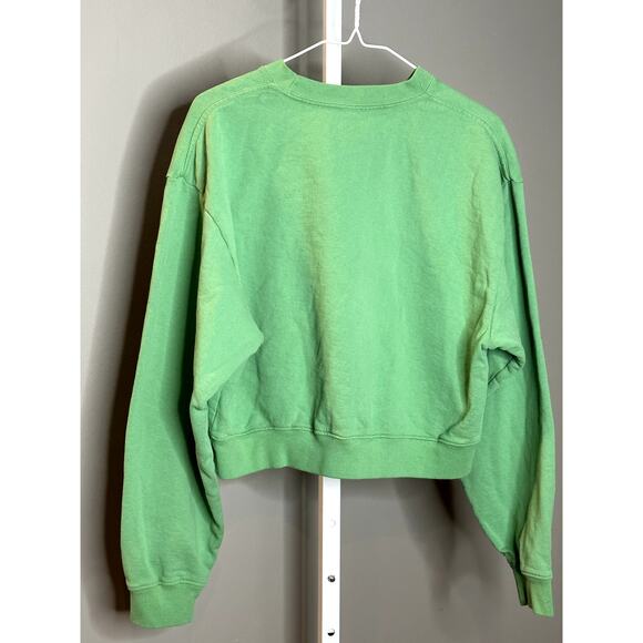 Sporty & Rich‎ Disco Logo Cropped Kelly Sweatshirt Small - Picture 9 of 13